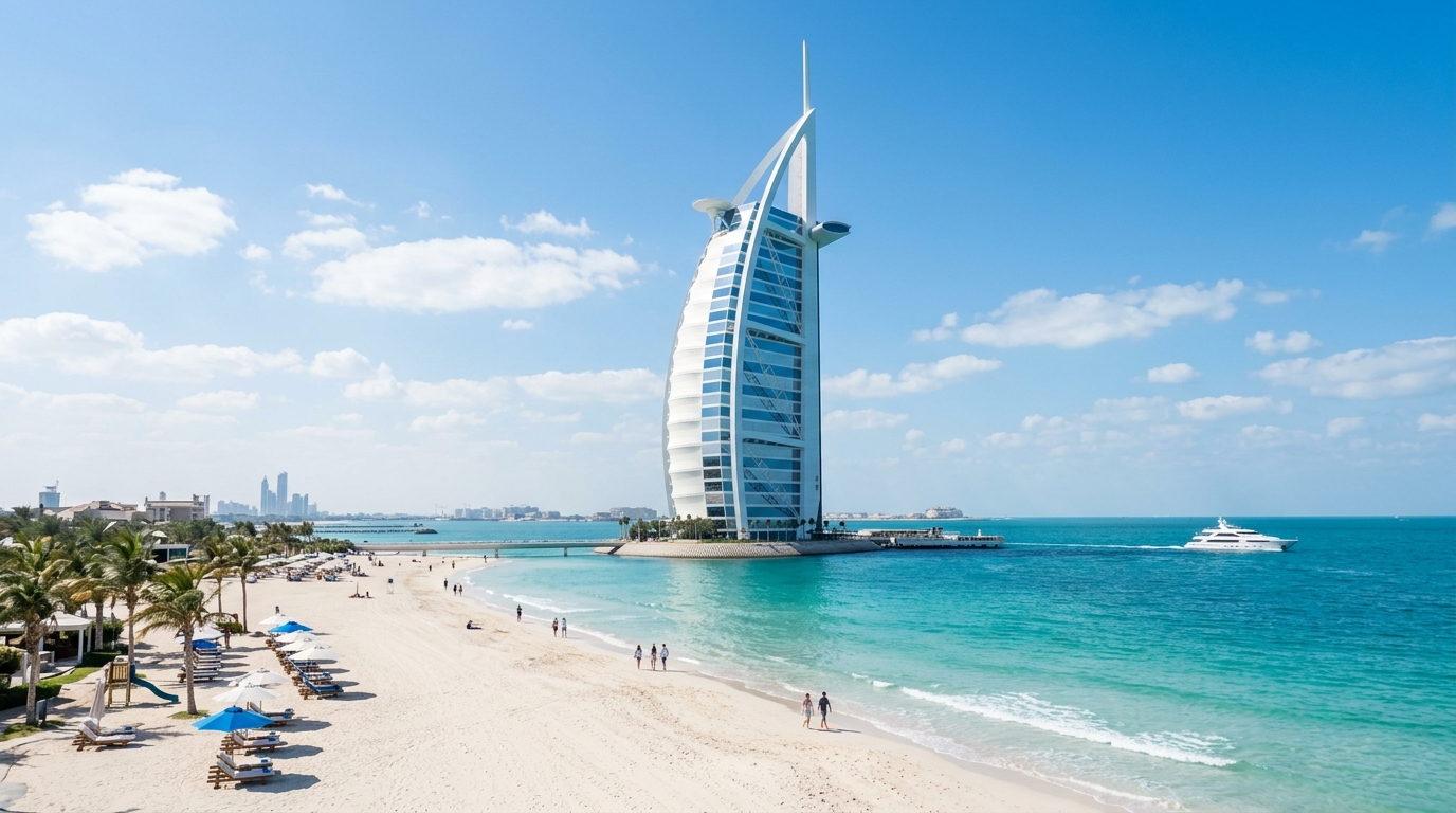 Burj Al Arab Sail Hotel on Blue Waters